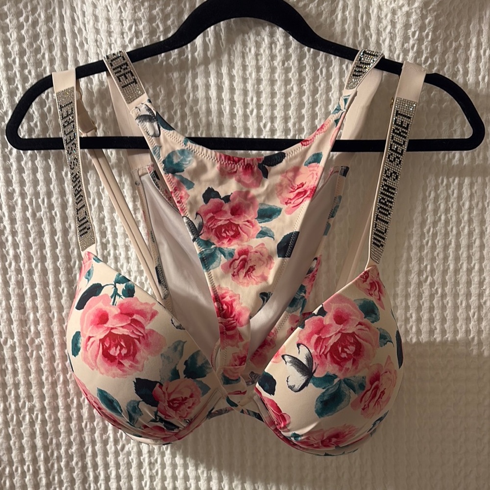 Floral Print Bra with Adjustable Straps